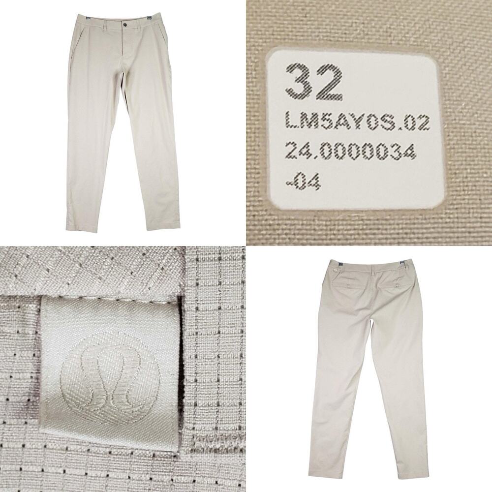 Lululemon Pants Mens Commission ABC Light Khaki Chino Flat Front Size 32x30